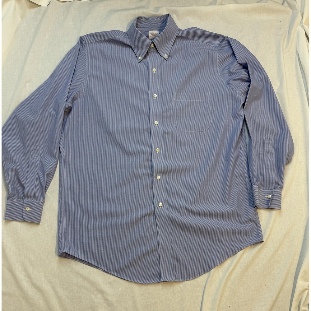 Brooks Brothers Shirt Mens Large Traditional Fit Non Iron Dress Stripe‎